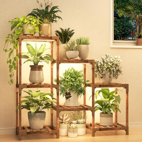 HOMKIRT Plant Stand with Grow Light, Plant Shelf Indoor for Mutip...