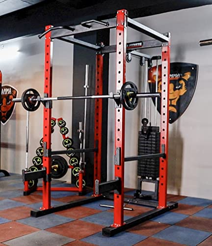GAMMA FITNESS Commercial Grade Power Steel Squat Rack PR- 42 with LATS ...