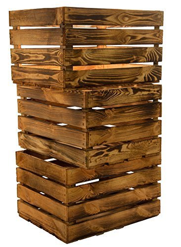 3 Stück flambierte/geflammte Massive Obstkisten ca 49 x 42 x 31...