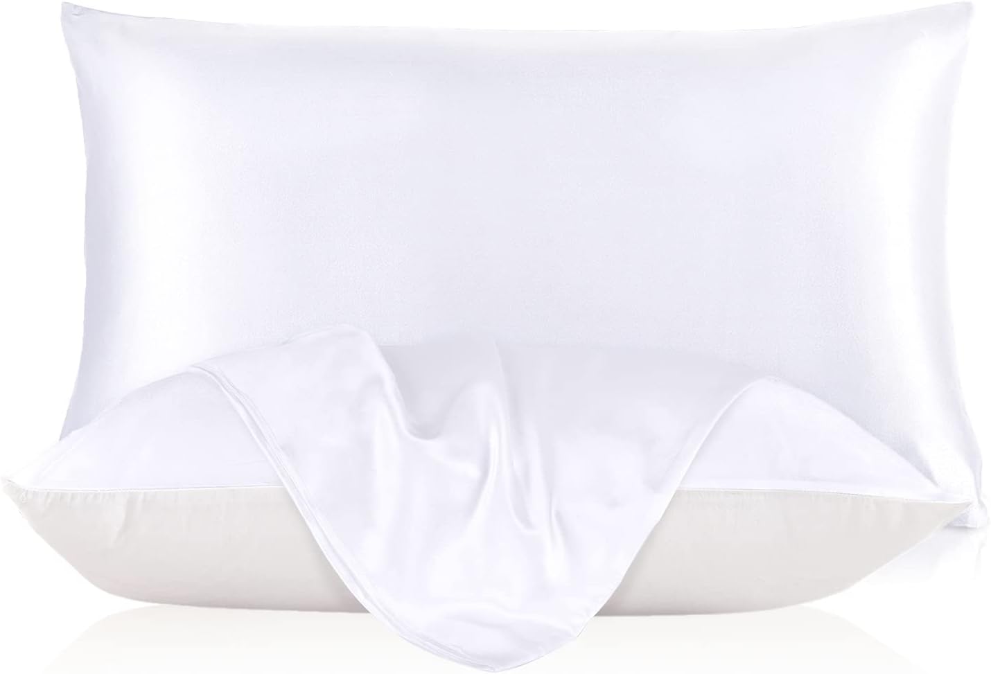 LILYSILK 19mm Silk Pillowcase for Hair and Skin with Cotton Underside Standard/Queen 20x30 Inch White 1pc