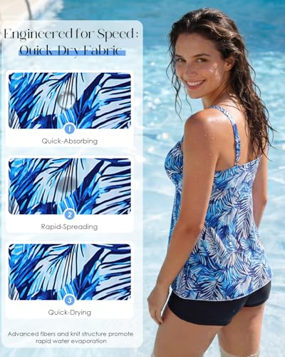 Image of Century Star 2026 Modest Tankini Swimsuits for Women | Tummy Control Two Piece Bathing Suit | Tops with High Waisted Shorts