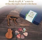 Ensemble cadeau Guitare Capo - Comprend 1 Capo, 1 Porte-piqueur, 6 Picks, Kit d'accessoires de guitare pour guitare acoustique, électrique & Ukulele, Cadeaux personnalisés pour les joueurs de guitare, les débutants et les bass Players