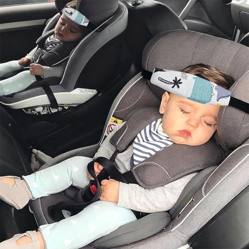 Image of 3 Pcs Baby Head Support for Car Seat Stroller Seat Neck Relief Head Band Straps Headrest for Toddler Kids Children Child Baby Infant Sleeping Traveling(White and Grey)