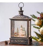 12.5'' Musical Snow Globe Lantern Lighted Church with Nativity Manger Scene Water Lantern in Swir...