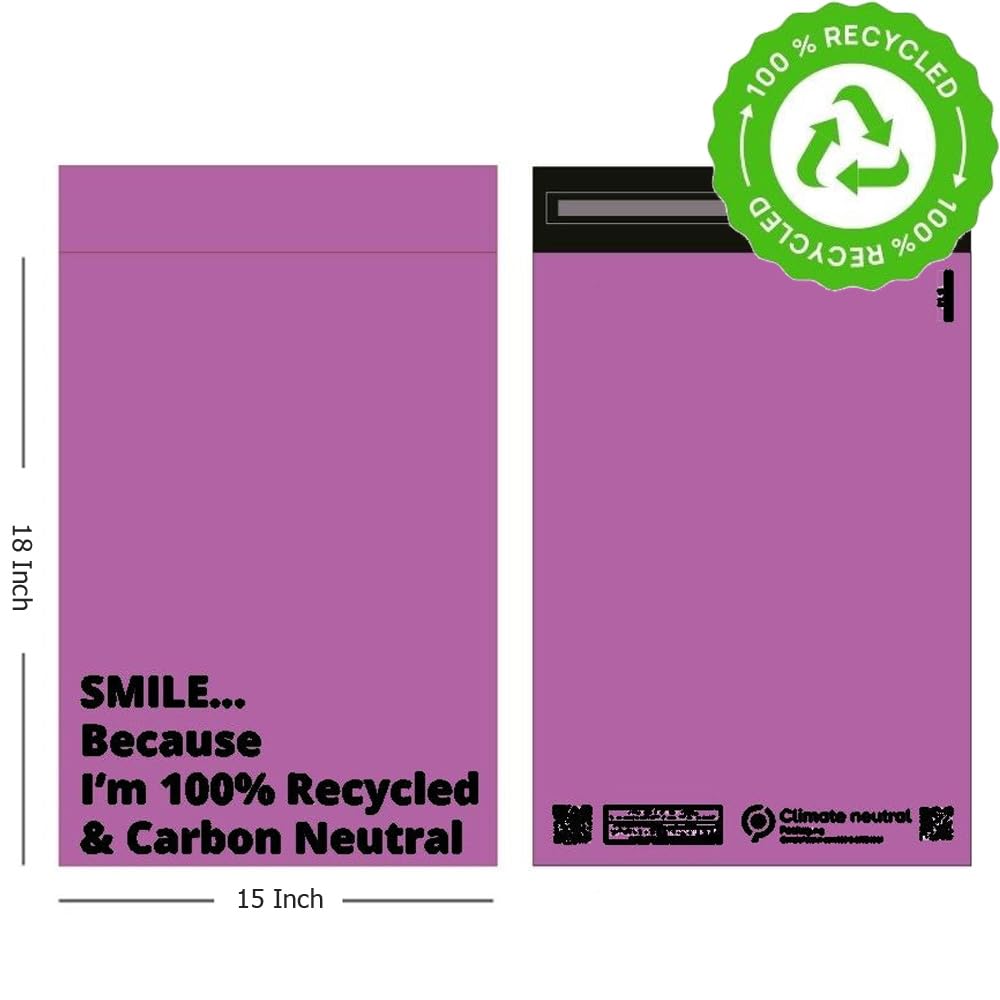 100x Mailer Bags Mailing Envelope Made from 100% Recycled Material Colourful Parcel Shipping Smart Mailer(15 x 18 Inch,Pink) - Image 2