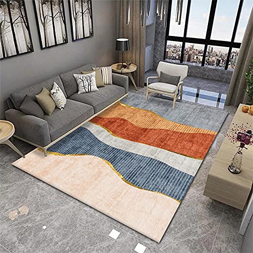 Tapis lavable 200X250cm moderne pour salon orange
