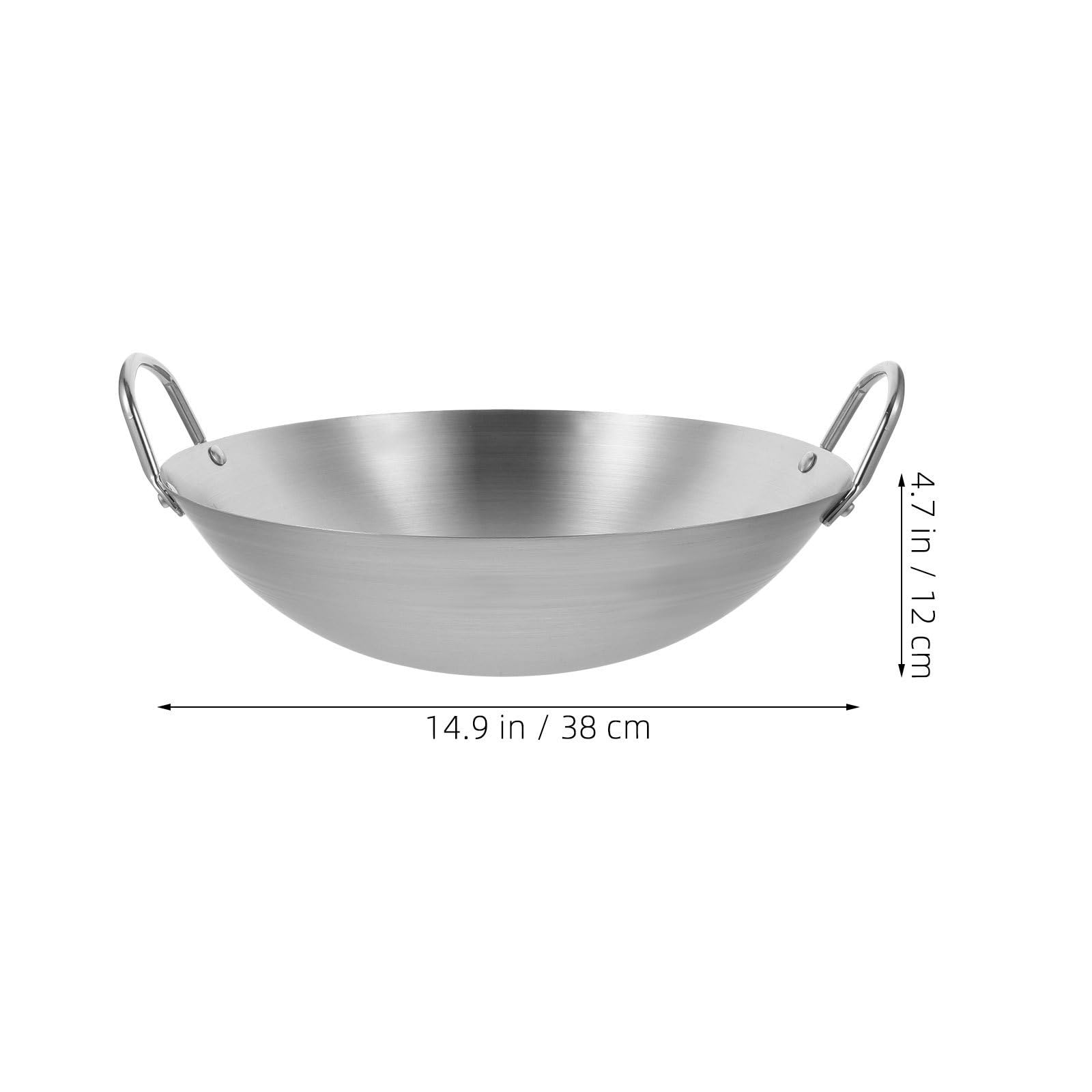 TOPBATHY Wok in Acciaio Inox a Fondo Tondo Doppio Manico