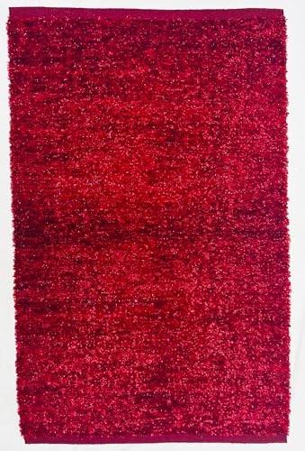 Image of House2Home Feather Cotton Blend Door Mat | 2Pc. Combo | 50x80cm | Side Binding - Available in 8 Colors (Cherry)