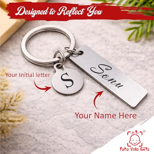 Image of Personalized Name Keychain Stainless Steel | Custom Engraved Metal Keyring for Doctor, CA, Advocate, Rider & Car Lovers | Unique Gift for Men & Women