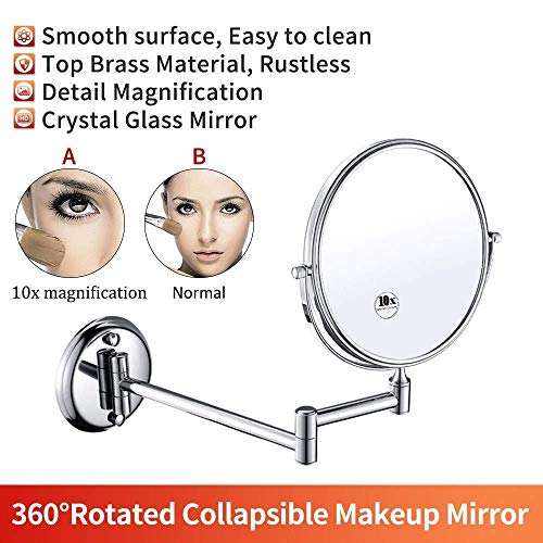 Miroir cosmétique de rasage haut de gamme avec structure robuste en métal chromé