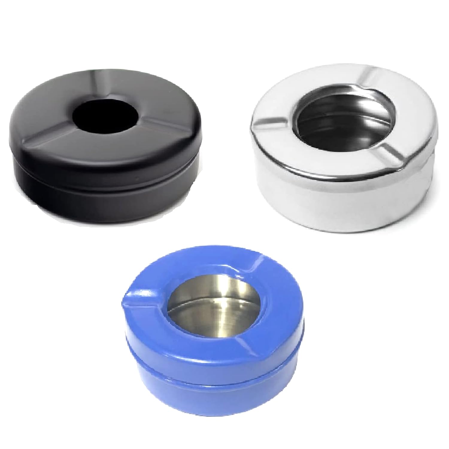Dynore Stainless Steel Multi Color Lid Ash Tray- Black/Silver/Blue-image-27