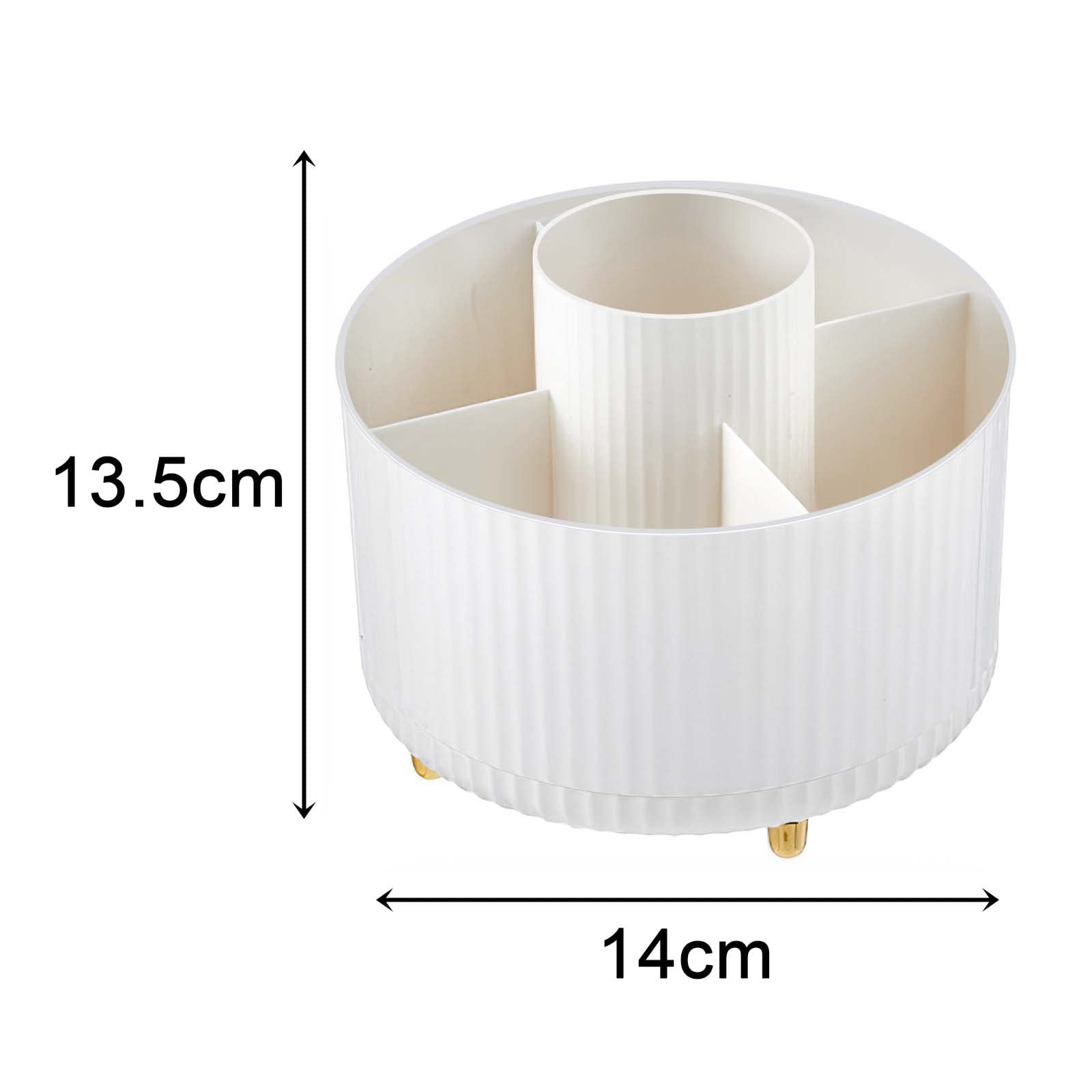 Miiepls Porta Trucchi Organizer,Organizzatore di Trucco Girevole a 360°,Organizzatore Organizer 5 Griglie, Trucchi Multifunzione per toeletta bagno camera da letto - Bianco