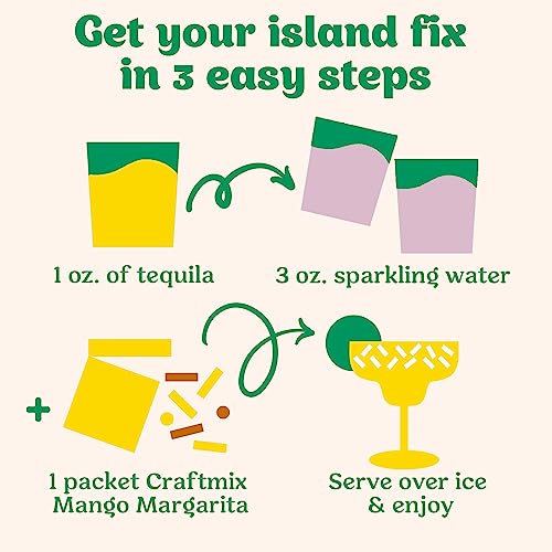 Image of Craftmix Mango Margarita Cocktail & Mocktail Drink Mixer, Pack of 24 | Skinny Mixes, Water Flavoring Packets, Made with Real Fruit, Vegan Low-Carb, Low-Sugar, Non-GMO, Dairy Free, Gluten Free
