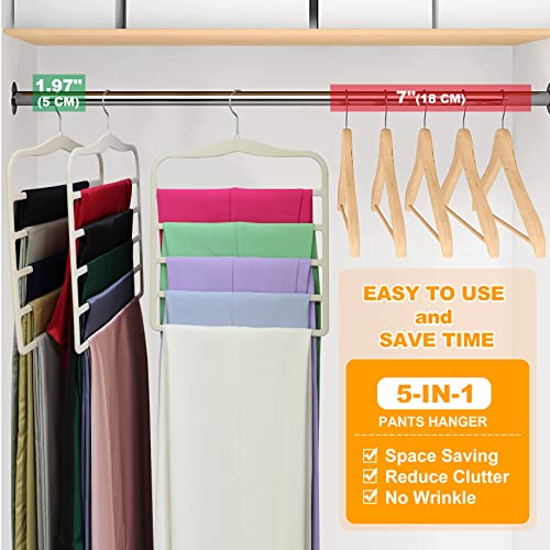 Closet Organizers And Storage,3 Pack Velvet Pants-Hangers-Space-Saving,Non Silp 5 Tier Scarf Jeans Closet Organizer,Dorm Room Essentials For College Students Girls Boys Guys,Organization And Storage #TOP5