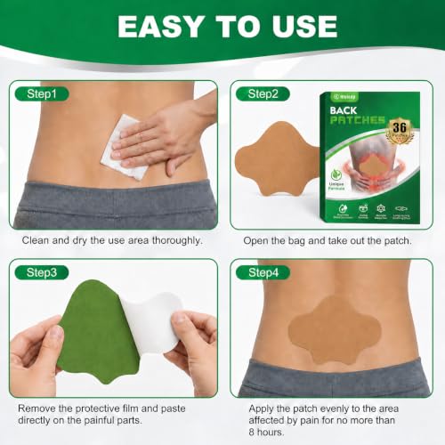 Image of Pain Relief Patches, 36 Pcs Back Pain Relief, Wormwood, 12-Hour Use
