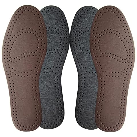 Bellcon Leather Insoles for MENA and Women Thin Leather Insoles for Men Full Inserts for Dress Shoes Hiking Boots Inserts Black brown Cover