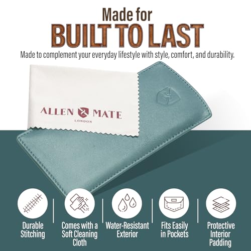 Image of ALLEN & MATE 100% Leather Slim Glasses Case for Reading and Computer Glasses for Men & Women