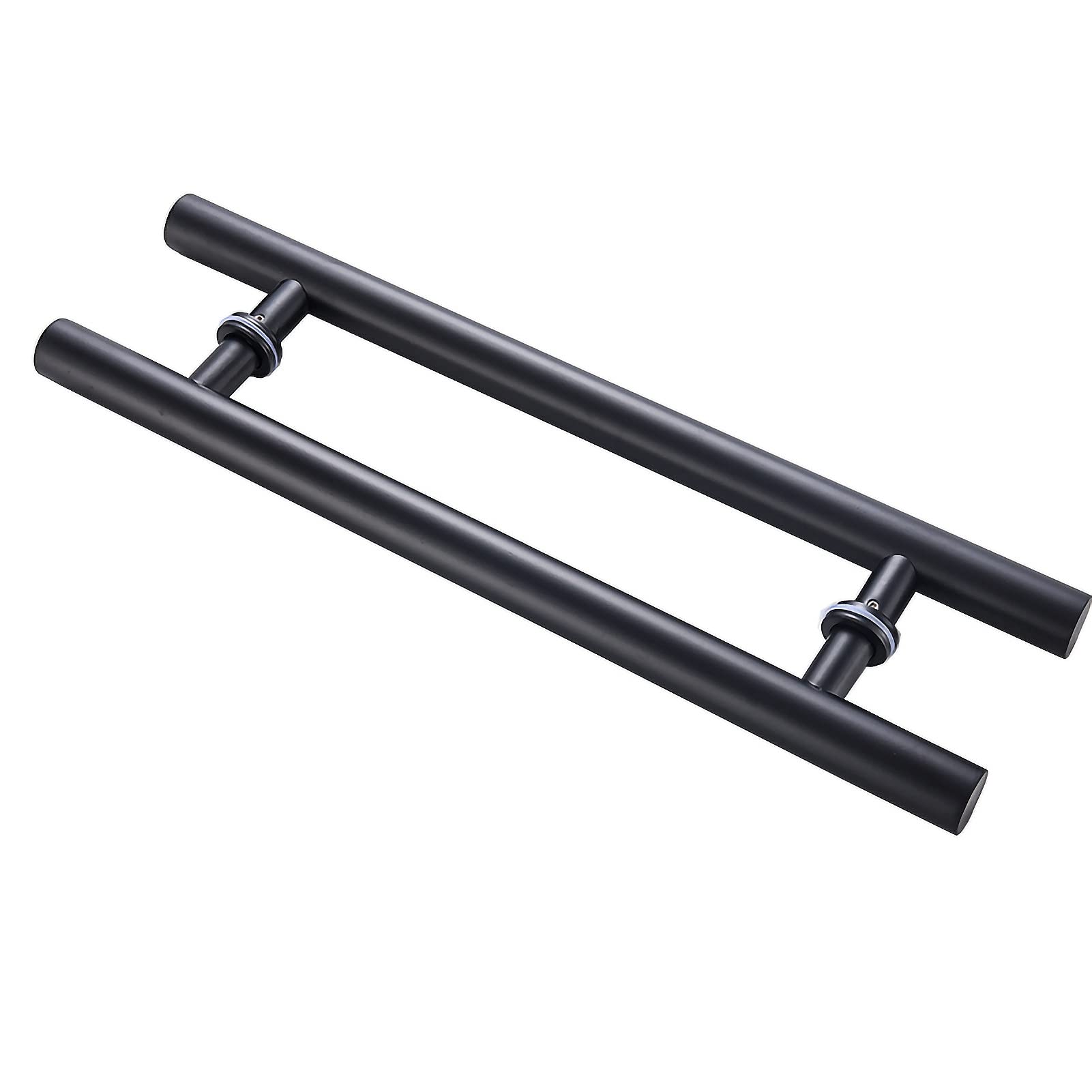Poignée de porte coulissante noire en acier inoxydable ronde 80cm