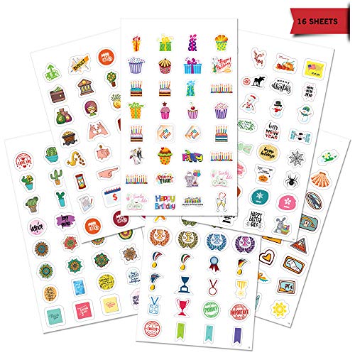 Calendar Planner Stickers By Strivezen, Planner Stickers Pack, 512 Cute Stickers, 16 Sheets, Birthday, Self Expression, Doctor Appointment, Productivity, Holiday, Budget, Travel, Health, Daily Chores #TOP4