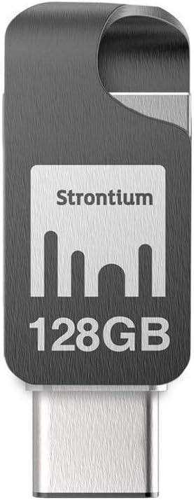 Strontium Nitro Plus 128GB Dual USB C 3.1 Metal Flash Pen Drive OTG Up to 150MB/s for Type C Ready Smartphones Tablets New MacBook (SR128GSLOTGCY)