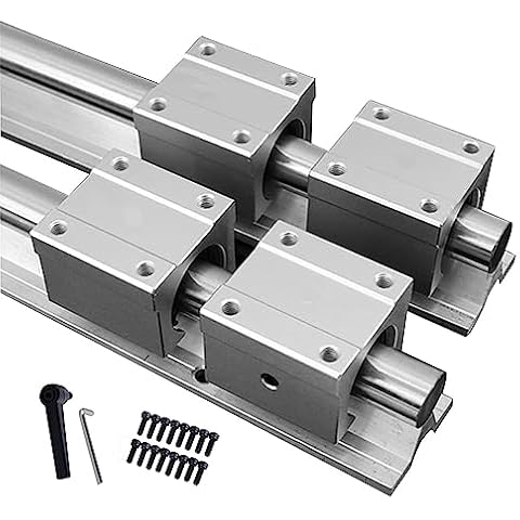 GUWANJI 2Pcs SBR20-1800mm Linear Shaft Rail + 4Pcs SBR20UU Square Type Bearings Block, Linear Sliding Guideway Overall Length 70.9 inch(1800mm) for Fully suppoeted Shaft Rod Cover