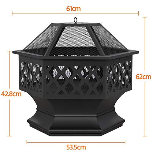 Brasero de jardin 61 cm noir pour chauffage extérieur de terrasse - 3