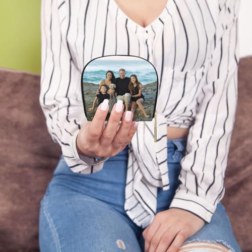 Custom Leather Shell Card Bag with Photo Text Personalized Mini Wallet Zipper Change Purse,Gifts for Men And Women3