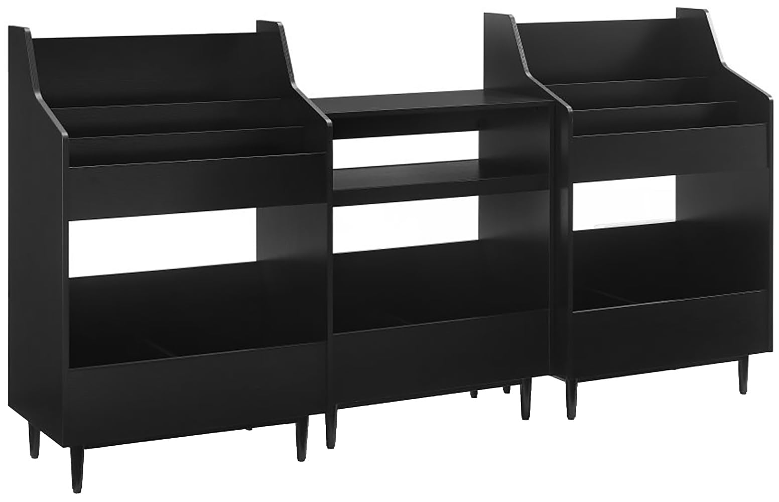 Crosley Furniture Liam 3-Piece Turntable Record Player Stand and Vinyl Storage, Mid Century Modern, Black
