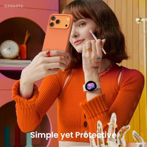 Image of ORNARTO Compatible with iPhone 17 Pro Max Case 6.9 inch, Slim Liquid Silicone 3 Layers Soft Gel Rubber Shockproof Protective Cover with Anti-Scratch Microfiber Lining-Dusty Orange