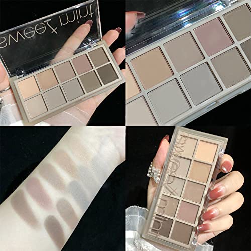 10 Colors Eyeshadow Palette Makeup, Matte Naked Eye Shadow,High Pigmented, Naturing-Looking, Ultra-Blendable,Long Lasting High ​Pigment Nude Matte Eyeshadow With 2 Eyeshadow Brush(04#Cement Color) #TOP1