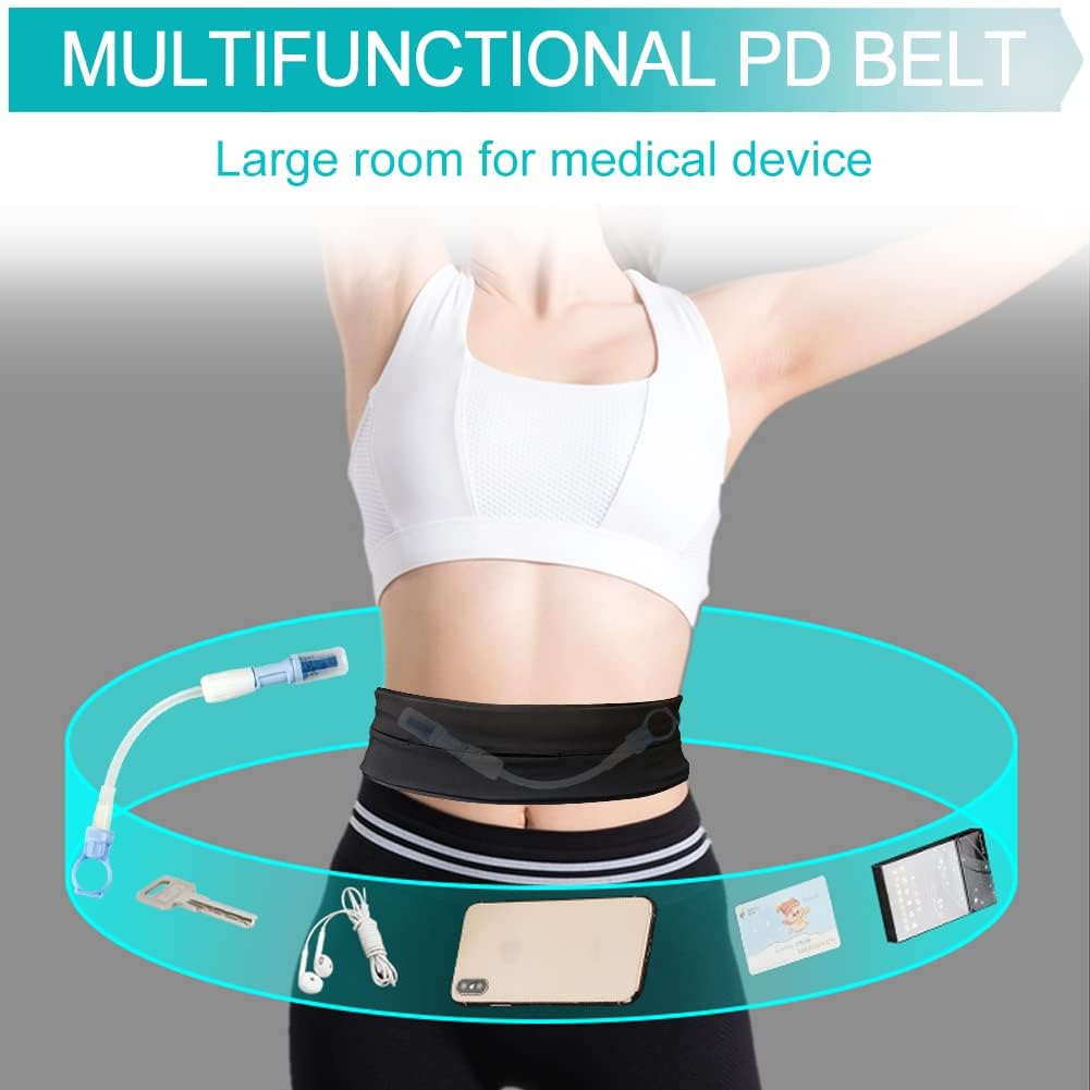 Ceinture de dialyse péritonéale Respirante avec Poche en Filet, Support de cathéter PD, Accessoires sans Rebond (2 pièces)