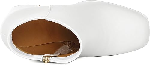 Miniatura 7 de SEIFIN Botas de tobillo con tacón grueso y punta cuadrada para mujer, tacón alto GOGO, con cremallera lateral, zapatos de plataforma corta