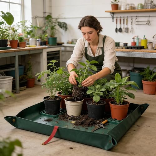 Tapis de rempotage pliable 66x99 cm pour jardinage d'intérieur propre - 8