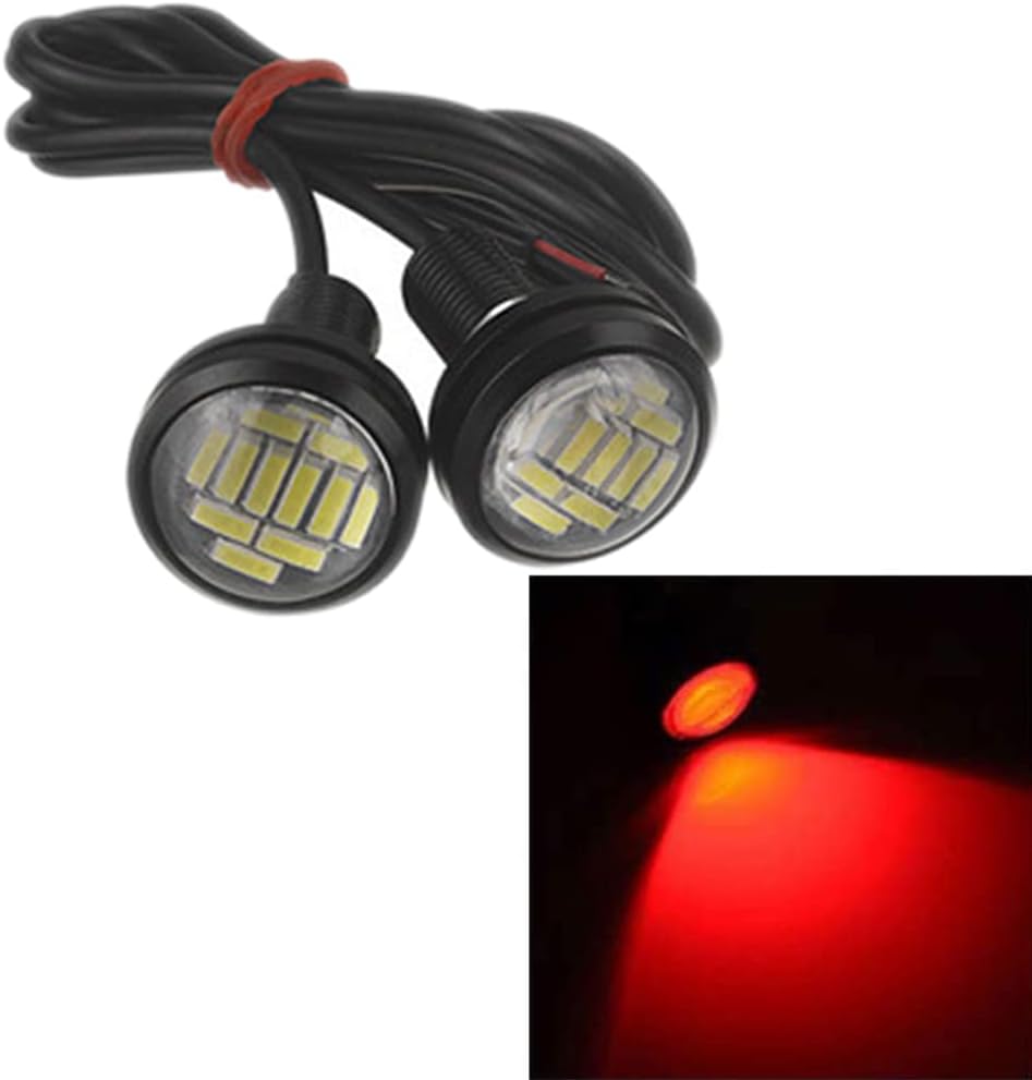 Dengdeng 予約販売品 イーグルアイ Led デイライト 車 牛目 18mm スポットライト ボルト型 防水 デイタイムランニングライト4個セット 赤 12 Smd 4014 高輝度 15w 12v 6500k 埋め込み型