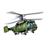 Reobrix TAIGAOLE T4013 Technik Hubschrauber WW2 Bausteine（Statische Version）, Militär Flugzeug Modell Bauset, Militärflugzeug, Klemmbausteine Kompatibel mit Lego