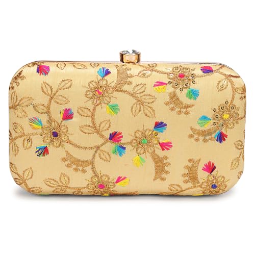 Image of LONGING TO BUY Hand Crafted Designer Box Clutch - Zari Embroidery For Women