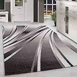HomebyHome Teppich Wohnzimmer 120x170 cm Rechteckig Braun Kurzflor Abstrakt Design - Teppich Schlafzimmer, Esszimmer, Küche Flauschiger Extra Weich Tepich Waschbär Einfache Reinigung