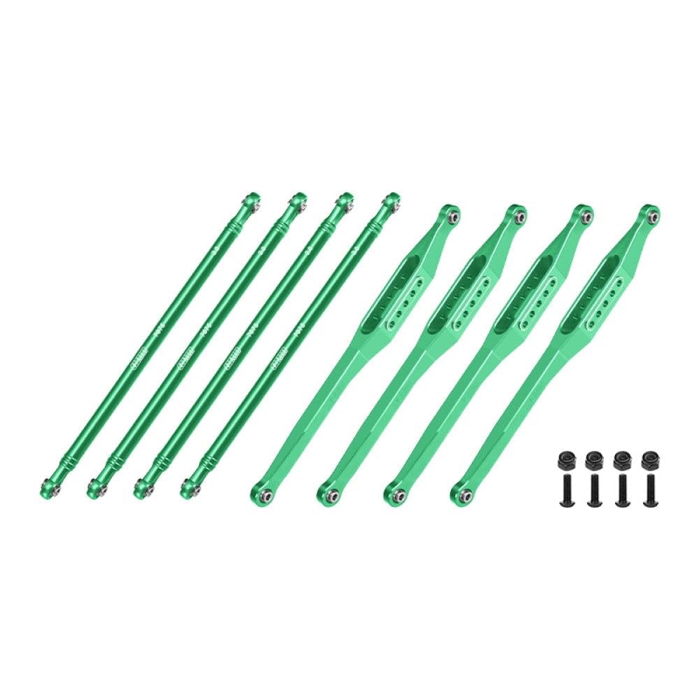 GPM Aluminium 7075-T6 Alloy Upper & Lower Link Bar Set For LOSI 1/8 LMT 2.0 Grave Digger 4X4 Solid Axle Brushless Monster Truck-LOS04028 Upgrades - Green