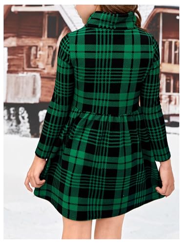 Floerns Girl's Plaid Mock Neck Long Sleeve Knitted A Line Dress Without Belt2