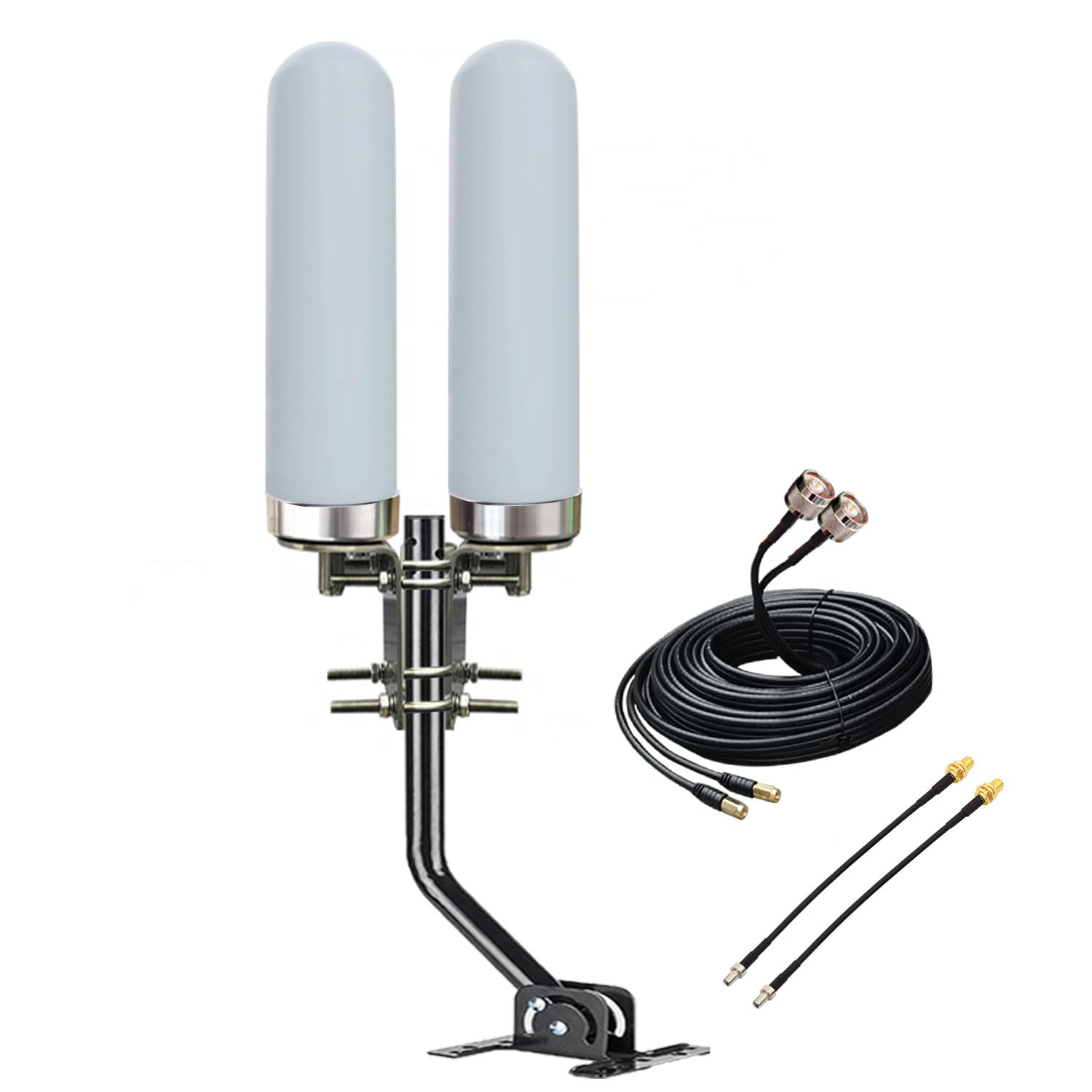 Omni MiMo 5G 4G/ LTE Antenna TS9 SMA for T-Mobile Home Internet, Verizon, AT&T, Modem, Router, Gateway, Hotspots/ 2x2 10meter RG58 Cable with SMA Port/ TS9 Adapter/Mount Pole