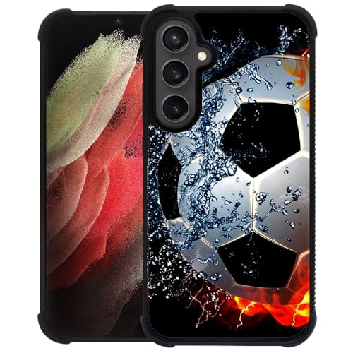 CARLOCA Compatible with Samsung Galaxy S24 S25 Case,Sizzling Soccer Mate Pattern Ultra Protection Shockproof Soft Silicone TPU Non-Slip Back for Samsung Galaxy S24 S25