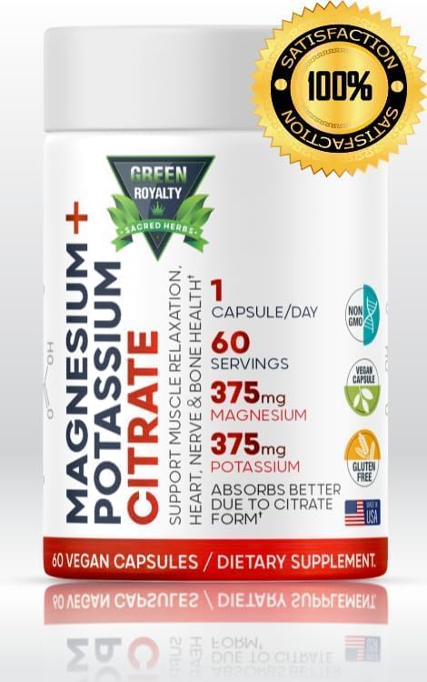 Miniatura 5 de Citrato de magnesio + potasio 60 cápsulas veganas prémium (citrato 375 mg) + (375 mg de potasio) sin OMG, sin gluten, suplemento de alta absorción