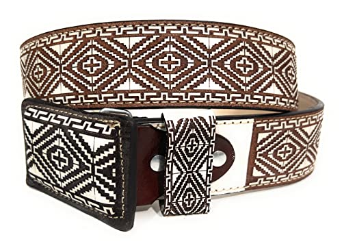Authentic Mexican Charro Belt Brown Genuine Leather, Cinto vaquero Cinturon charro