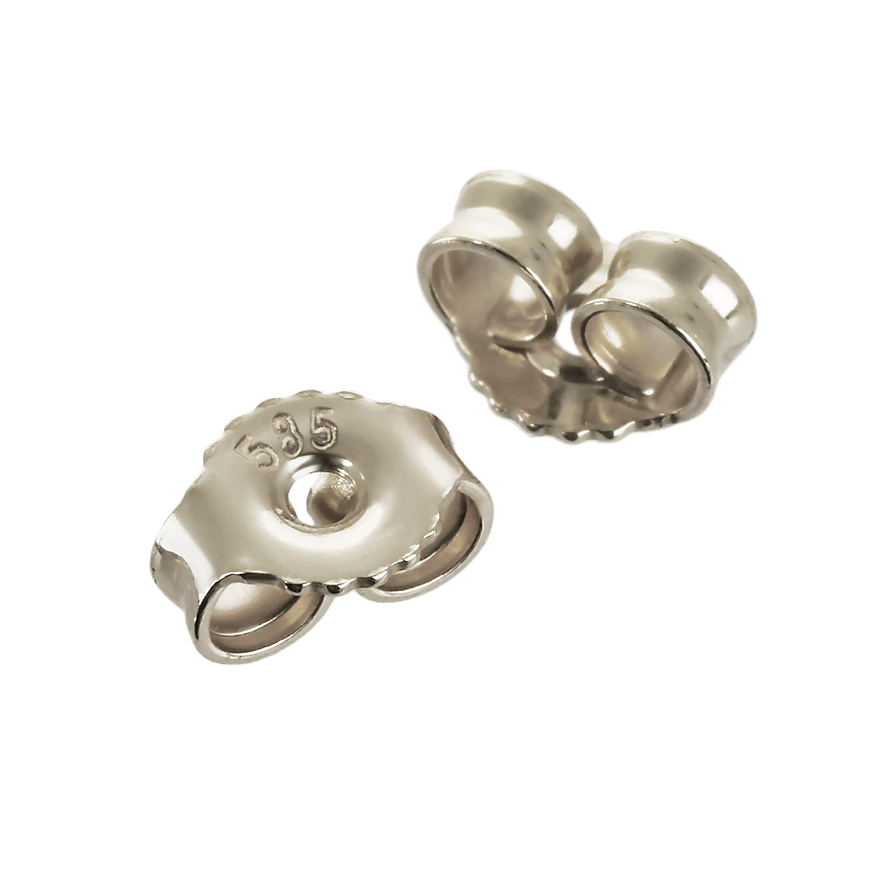 NKlaus 1 coppia 585 oro bianco 14 carati oro 5,2mm foro: 0,8mm perno di accoppiamento per orecchini orecchini earstopper pousettes orecchio dado farfalla chiusura a farfalla 4823