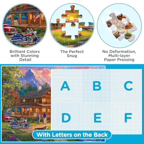 Puzzle para adultos de 500 piezas, cabaña en lago de montaña, tema naturaleza miniatura 3