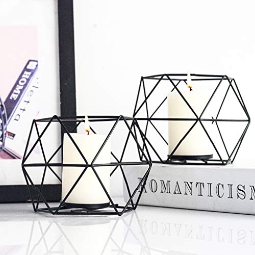 Metal Geometric Design Tea Light Votive Candle Holders, Geometric Shapes Iron Hollow Tealight Candle Holders For Vintage Wedding Home Decoration (Typ 1, Black) #TOP2