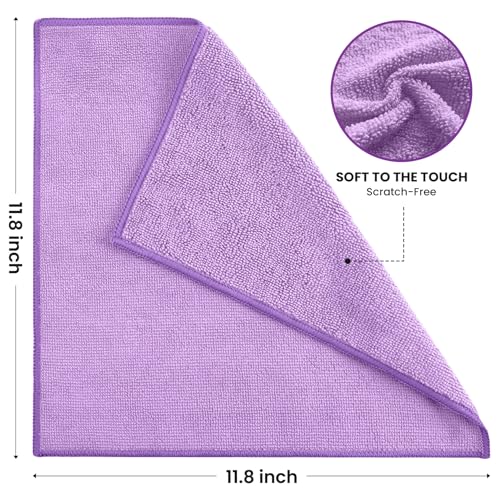 Image of SIFANGKE Microfiber Cleaning Cloth, 12 Pack Purple Cleaning Rags for Housekeeping, Reusable Microfiber Towels for Car, Kitchen, Bathroom and Household Cleaning Supplies, 11.8 inchX11.8 inch