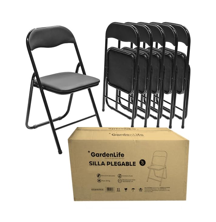 El Mejor Listado de Mesa de 6 Sillas más recomendados. 42 ⁺GardenLife Set de 6 Silla Plegable, Estructura de Acero Reforzado, Asiento y Respaldo Acolchados | Exterior e Interior | Soporta 120Kg | Antideslizante, Ideal para Eventos...