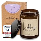 LICHTBRINGER Duftkerze im Glas mit Spruch „Lieblingsmensch“ INKL. GESCHENKBOX. Geschenk für Frauen, Freundin, Partnerin, Mama, Oma, Schwester, Lehrer – natürliches Sojawachs – Duft: Lavendel