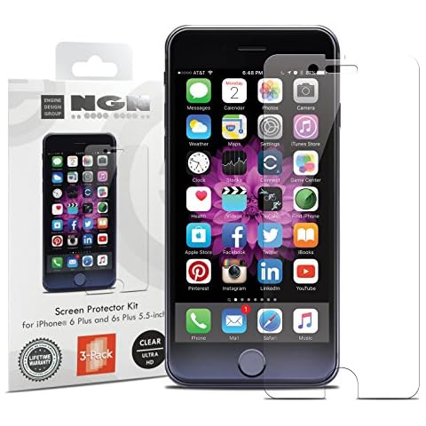 iPhone 6s Plus Screen Protector, Film Screen Protector Kit for iPhone 6 Plus and 6s Plus 5.5-inch (Clear Ultra-HD) 3-Pack Cover